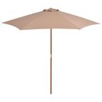 vidaXL Parasol met houten paal 270 cm taupe, Verzenden, Nieuw