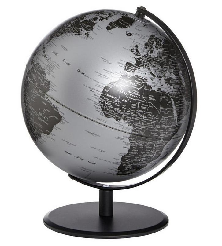 Wereldbol Planet Mat Zilver 25cm, Huis en Inrichting, Woonaccessoires | Wereldbollen, Nieuw, Verzenden