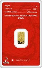 1 Gram Goudbaar - Argor-Heraeus - Year of the Snake, Postzegels en Munten, Verzenden, Goud