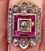 Zonder Minimumprijs - Ring - 9 kt. Roségoud, Zilver Robijn -, Sieraden, Tassen en Uiterlijk, Ringen, Nieuw