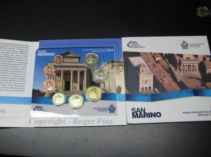 San Marino 3,88 Euro munten set 2014 im Originalfolder wi..., Postzegels en Munten, Munten | Europa | Euromunten, Verzenden