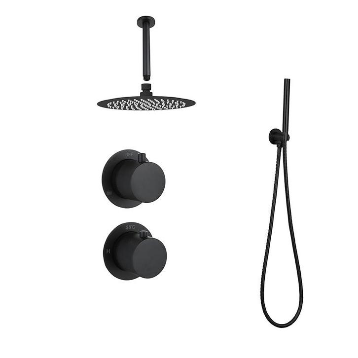 Sani Royal Inbouw Regendouche Doucheset Mat Zwart Messing, Doe-het-zelf en Verbouw, Sanitair