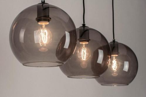 Rietveld Hanglampen - Zwart, Grijs - Glas, Metaal, Huis en Inrichting, Lampen | Hanglampen, Verzenden