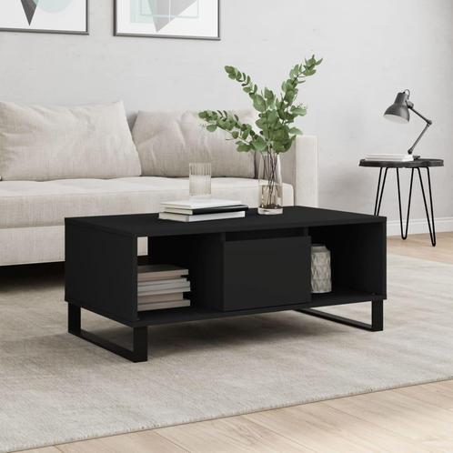 vidaXL Salontafel 90x50x36,5 cm bewerkt hout zwart, Huis en Inrichting, Tafels | Salontafels, 50 tot 100 cm, Nieuw, Overige houtsoorten