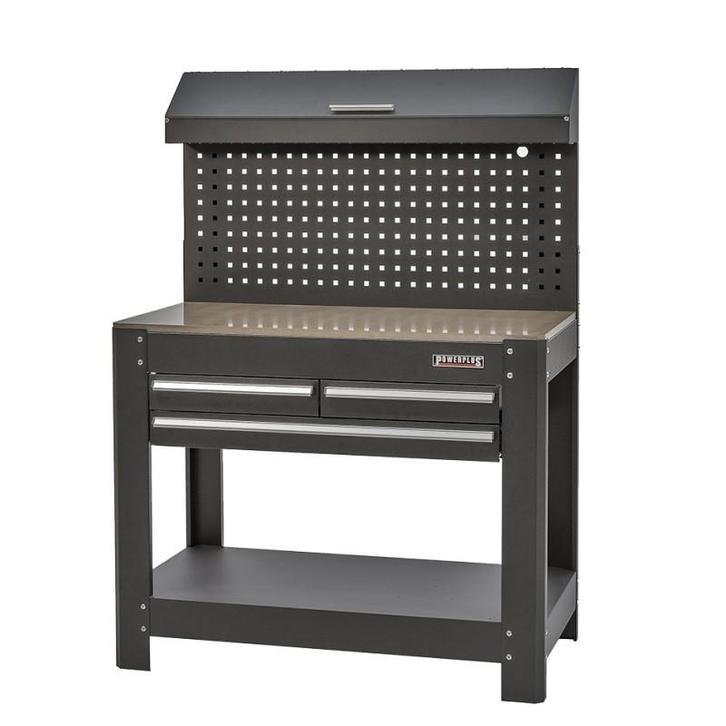 Werkbank met lades en gereedschapbord zwart 114 cm, Doe-het-zelf en Verbouw, Werkbanken, Ophalen of Verzenden