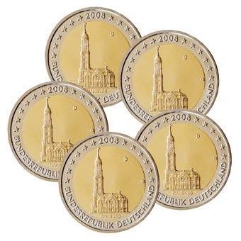 Duitsland 2 Euro Set Hamburg 2008 UNC, Postzegels en Munten, Munten | Europa | Euromunten, Verzenden