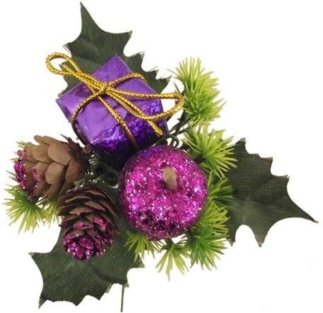 Kerstbijsteker paars appel cadeautje en dennenappeltjes doos, Huis en Inrichting, Woonaccessoires | Kunstplanten en Kunstbloemen