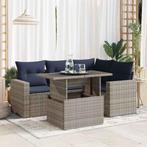 vidaXL 5-delige Loungeset met kussens poly rattan acacia, Tuin en Terras, Tuinsets en Loungesets, Verzenden, Nieuw, Rotan, Loungeset