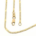 Gouden gesloten Figaro schakel ketting | 45 cm, Sieraden, Tassen en Uiterlijk, Kettingen, Ophalen of Verzenden, Gebruikt, Overige kleuren