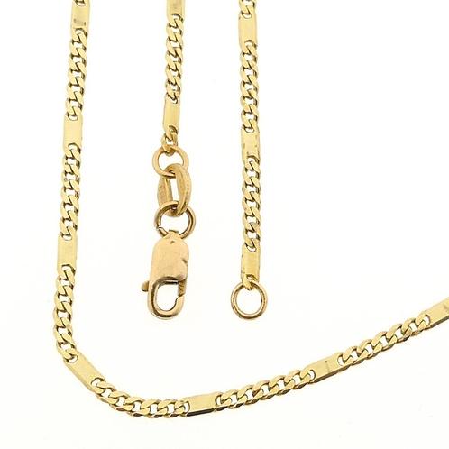 Gouden gesloten Figaro schakel ketting | 45 cm, Sieraden, Tassen en Uiterlijk, Kettingen, Overige kleuren, Gebruikt, Goud, Ophalen of Verzenden