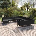 vidaXL 12-delige Loungeset met kussens poly rattan zwart, Verzenden, Nieuw, Rotan, Loungeset