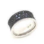Zilveren ring met blauwe zirconia steentjes, Gebruikt, Zilver, Zilver, Verzenden