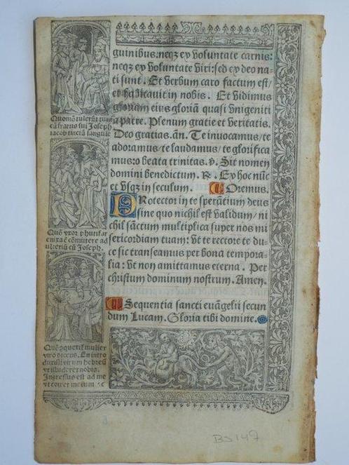 Vostre - Leaf from a book of hours, printed on vellum - 1502, Antiek en Kunst, Antiek | Boeken en Bijbels