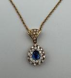 Hanger - 18 karaat Geel goud Saffier - Diamant - Blauwe
