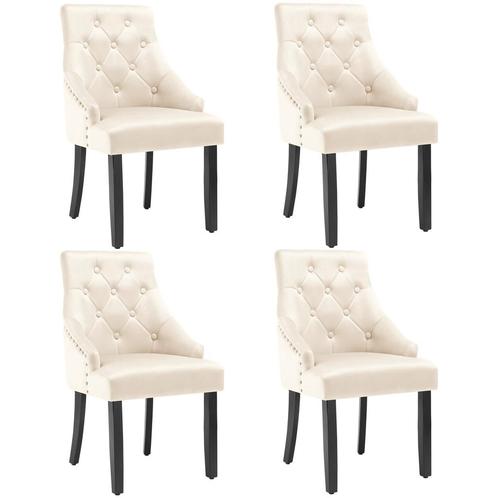 Eetkamerstoel Everdeen in fluweellook, gestikt - crème/zwart, Huis en Inrichting, Stoelen, Verzenden