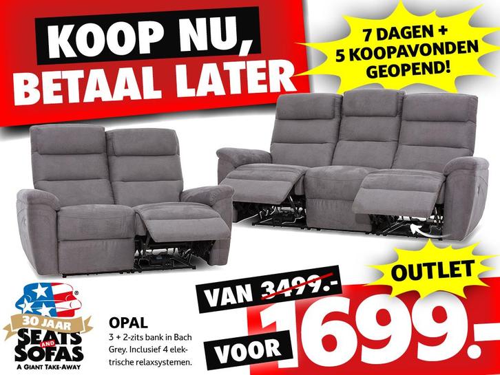 Opal van €3499.-  voor €1699.- OUTLETMODEL!, Huis en Inrichting, Banken | Bankstellen