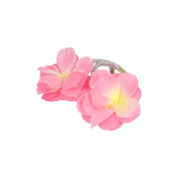Haarelastiek Glitter Zilver Bloem Roze 5 cm – Set van 2 beschikbaar voor biedingen