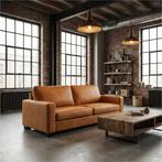 Leren bank Energy - 3 zits - Kenia Cognac (cognac) - Poten, Huis en Inrichting, Banken | Bankstellen, Nieuw, Ophalen of Verzenden