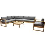 Dubai hoek loungeset 6 delig teak, Ophalen of Verzenden, Nieuw, Teakhout