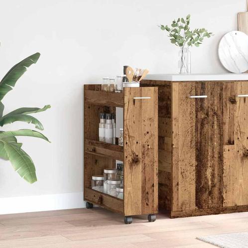 vidaXL Rolkast 60x22x79 cm bewerkt hout oud houtkleurig, Huis en Inrichting, Kasten | Overige, Nieuw, Verzenden