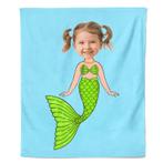 Cartoon Fleecedeken Mermaid -  cm, Huis en Inrichting, Woonaccessoires | Plaids en Woondekens, Verzenden, Nieuw