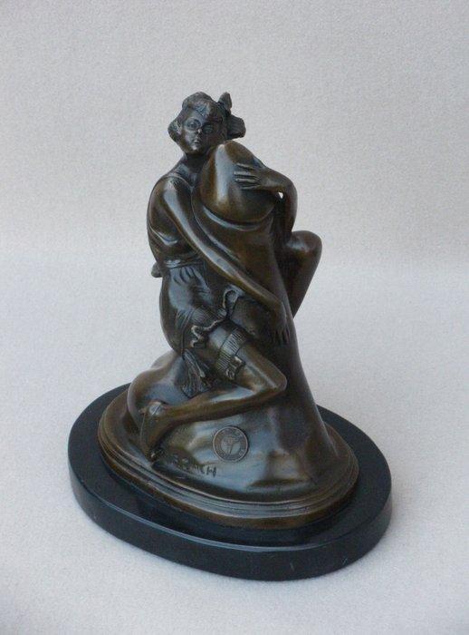 After Bruno Zach (1891-1935) - sculptuur, The Hugger - 18 cm, Antiek en Kunst, Curiosa en Brocante