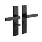 Deurklink Lusso geveerd met schild wc slot 57/8mm mat zwart, Doe-het-zelf en Verbouw, Hang- en Sluitwerk, Ophalen of Verzenden