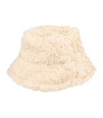 Bucket Hat Fluffy Imitatie Bont Creme, Nieuw