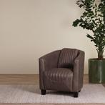 Leren kuipstoel - Vintage Elephant (donkerbruin) - Poot hout, Huis en Inrichting, Fauteuils, Klassiek, Nieuw, Ophalen of Verzenden
