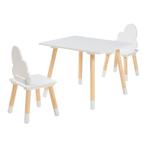 Kindertafelset Hovle met 2 stoelen wolkdesign wit en naturel, Verzenden, Nieuw