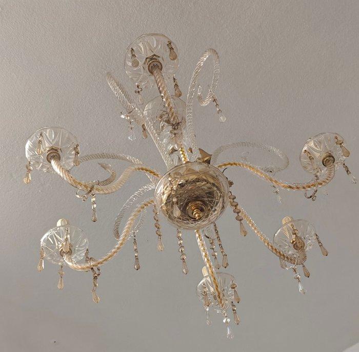 Kroonluchter - Glas, Verguld, Antiek en Kunst, Antiek | Lampen