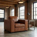 Leren fauteuil Fine - Granada Savannah (cognac) - Poten, Huis en Inrichting, Fauteuils, Nieuw, Ophalen of Verzenden, 100 tot 125 cm