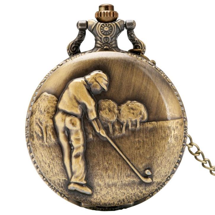 Fako - Zakhorloge - XXL - Golf - Ø 47mm - Bronskleurig, Sieraden, Tassen en Uiterlijk, Horloges | Heren, Verzenden