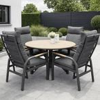 Quincy Kota dining tuinset 120xH75 cm rond 5 delig, Tuin en Terras, Ophalen of Verzenden, Nieuw, Aluminium