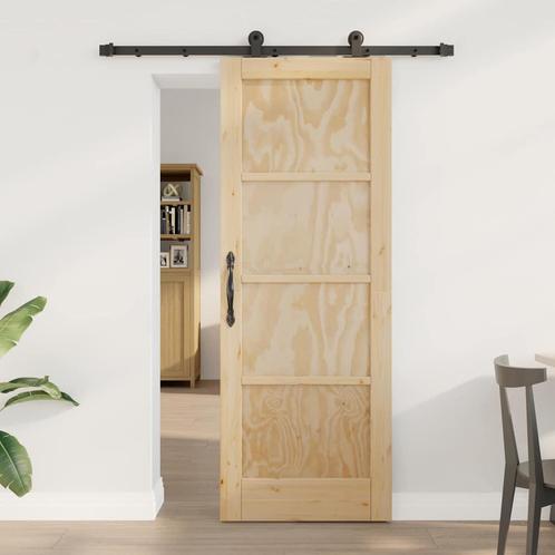 vidaXL Schuifdeur ORKDAL Naturel en zwart 73.5 x 198.5 cm, Doe-het-zelf en Verbouw, Deuren en Horren, Nieuw, Verzenden