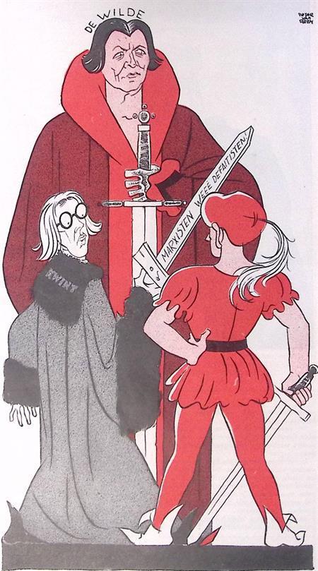 Minister De Wilde en Velzens burgemeester op spotprent, Antiek en Kunst, Kunst | Litho's en Zeefdrukken, Verzenden