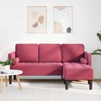 vidaXL Bank 3-zits met poef L-vormig 160 cm fluweel wijnrood, Verzenden, Minder dan 150 cm, Stof, Driepersoons
