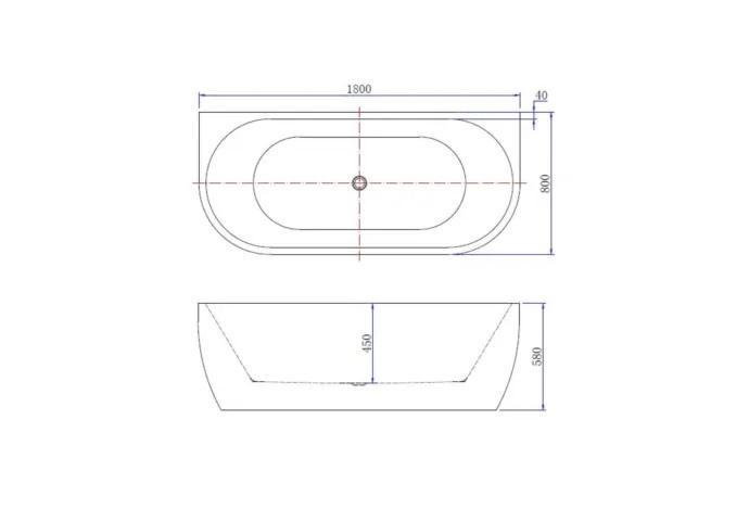 Half Vrijstaande Whirlpool Wiesbaden Wall 180x80x58 cm, Doe-het-zelf en Verbouw, Sanitair, Ophalen of Verzenden