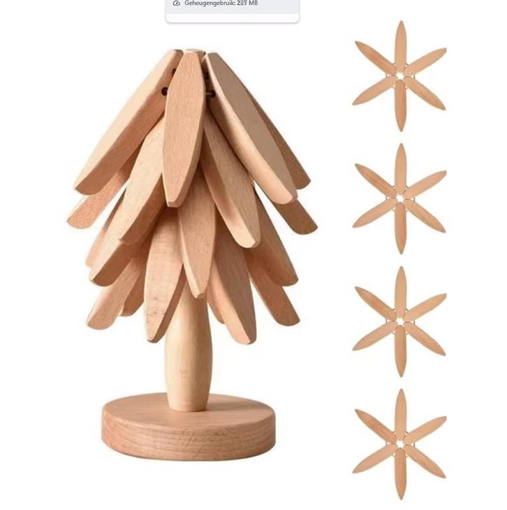 DWIH - Houten Pannenonderzetter - set van 4 Beuken- Boom..., Diversen, Overige Diversen