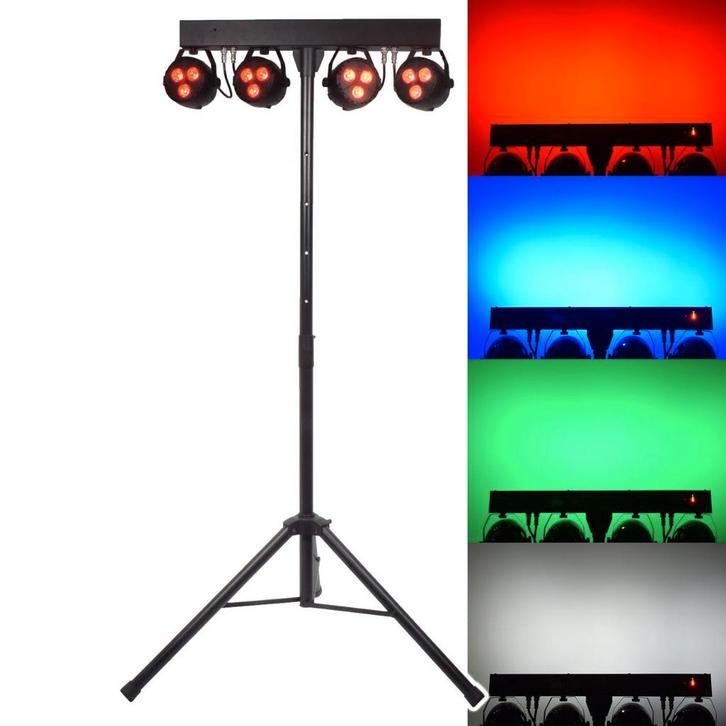 Qtx Oplaadbare LED Par Bar Met 4 RGBW Lampen En Statief, Muziek en Instrumenten, Licht en Laser, Overige typen, Nieuw, Verzenden