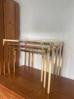 Set bijzettafels - Chroom, Glas - Drie bijzettafels