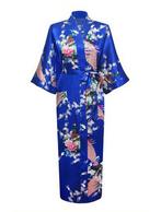 KIMU® Kimono Konings Blauw Maxi S-M Yukata Satijn Lang Lange, Nieuw, Carnaval, Ophalen of Verzenden, Maat 36 (S)