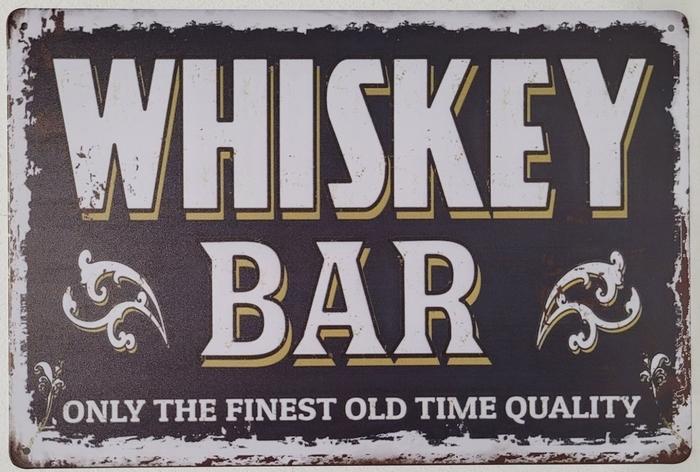 Whiskey bar the finest old time reclamebord, Verzamelen, Merken en Reclamevoorwerpen, Nieuw, Ophalen of Verzenden