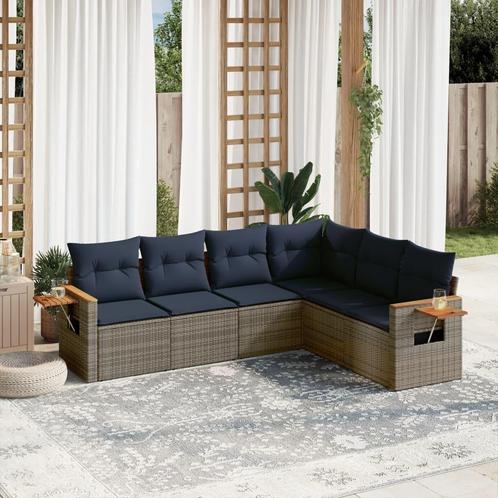 vidaXL 6-delige Loungeset met kussens poly rattan grijs, Tuin en Terras, Tuinsets en Loungesets, Loungeset, Nieuw, Rotan, Verzenden