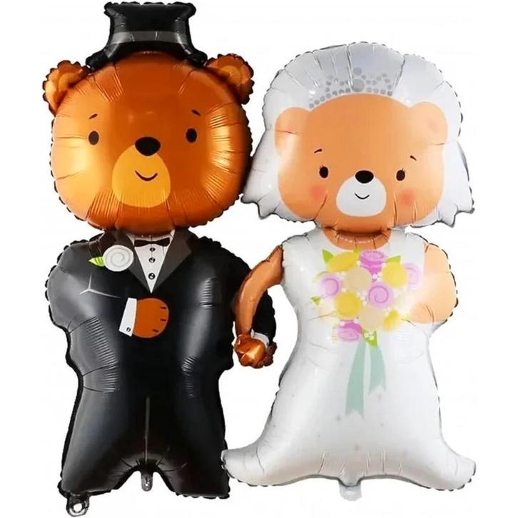 Beren bruidspaar folie ballonnen set XL, Hobby en Vrije tijd, Feestartikelen, Geboorte of Huwelijk, Nieuw, Versiering, Verzenden