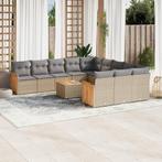 vidaXL 13-delige Loungeset met kussens poly rattan beige, Tuin en Terras, Tuinsets en Loungesets, Verzenden, Nieuw, Rotan, Loungeset