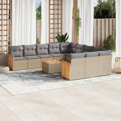 vidaXL 13-delige Loungeset met kussens poly rattan beige, Tuin en Terras, Tuinsets en Loungesets, Loungeset, Nieuw, Rotan, Verzenden