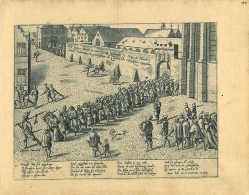 Historische prent van Bruges, Antiek en Kunst, Kunst | Etsen en Gravures