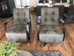 Set van 2 leren draaifauteuil met stalen frame en stervoet, Huis en Inrichting, Fauteuils, Ophalen of Verzenden, Nieuw, Leer