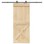 vidaXL Schuifdeur met beslag 95x210 cm massief grenenhout, Doe-het-zelf en Verbouw, Deuren en Horren, Verzenden, Nieuw